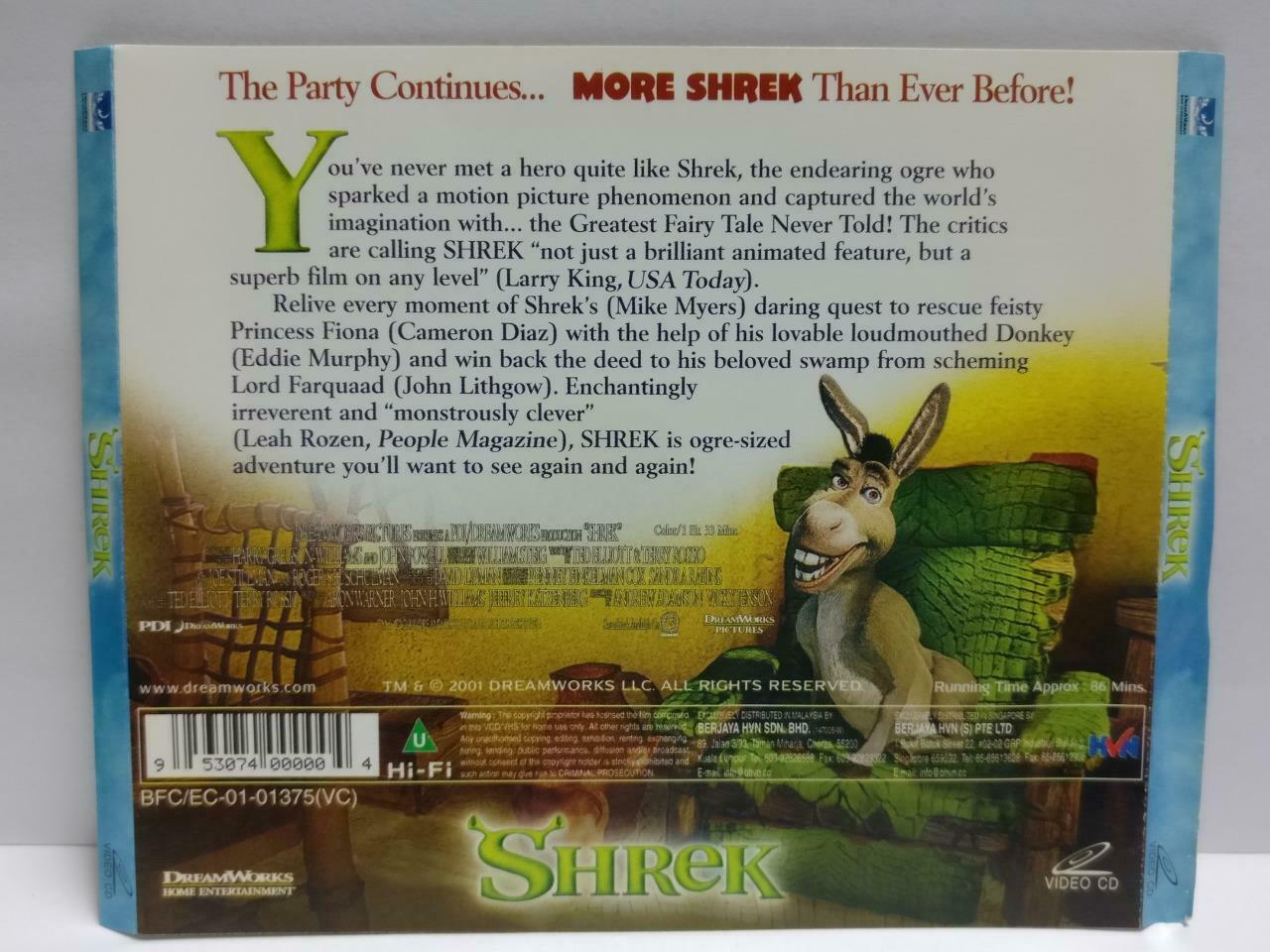 Cartoon Animated Movie Shrek Rare Singapore Video CD 2x VCD (CDS063)