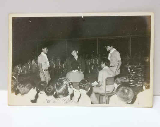 Vintage Singapore Scouts Boys Girls Students Campfire Training B&W Photo (P502)