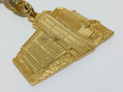 LP888 Vintage Singapore Sri Arasakesari Sivan Temple Gold Tone Keychain F/S (B772)