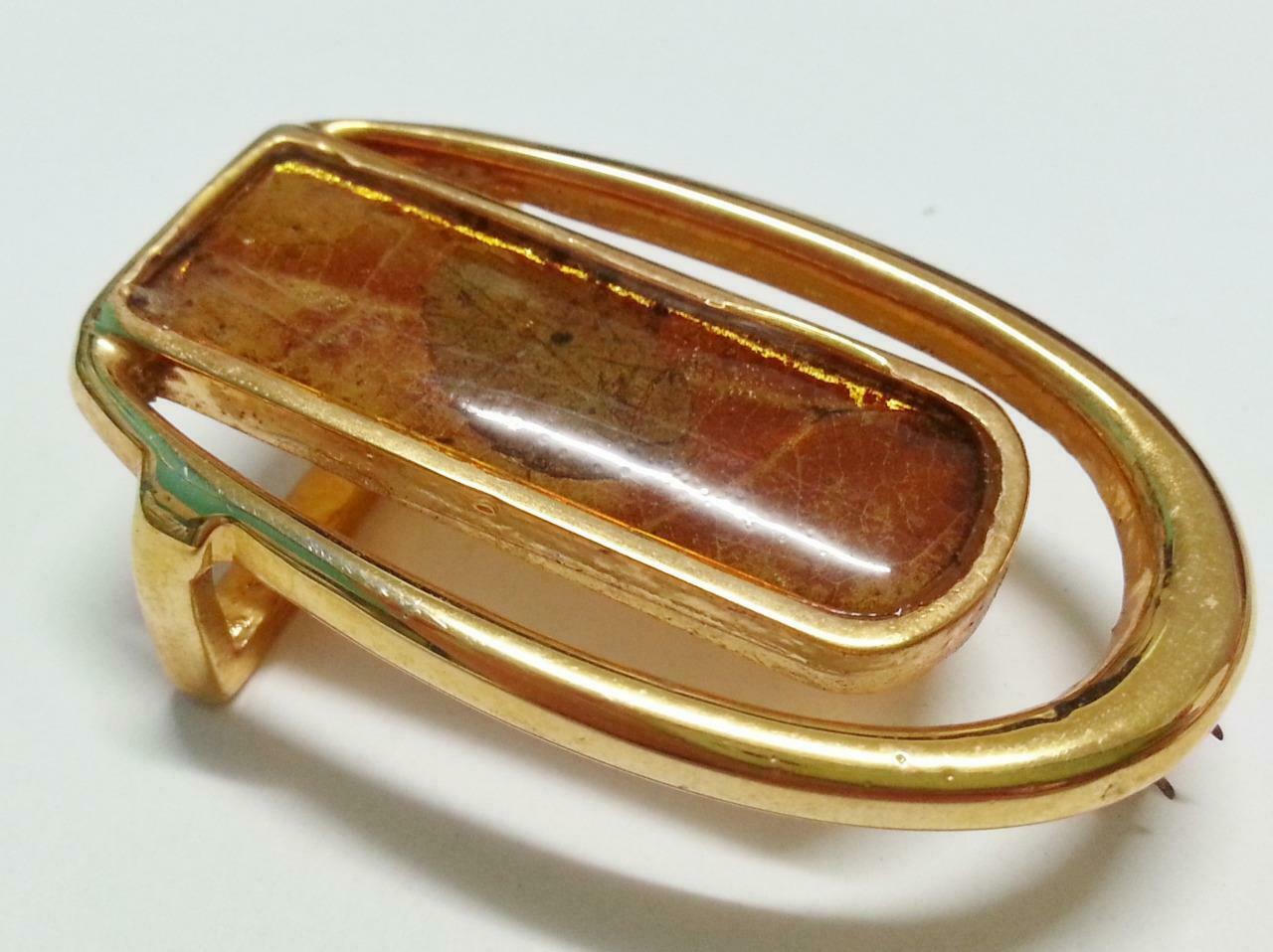 Rare Vintage Retro Stainless Steel Gold Plated Leaf Belt Buckle (B413)
