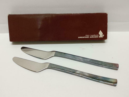 Mega Rare SIA Singapore Airlines Stainless Steel Sango Japan Knife x2 (A2126)