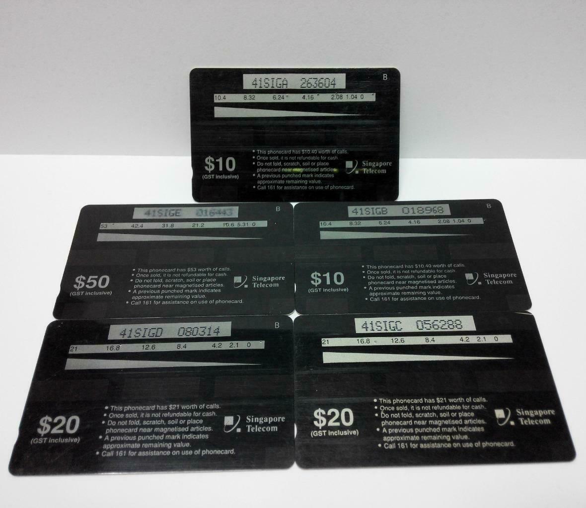 Used Vintage Singapore Phone Cards x5 The Art Of Nature Sunrise Desert (A432)