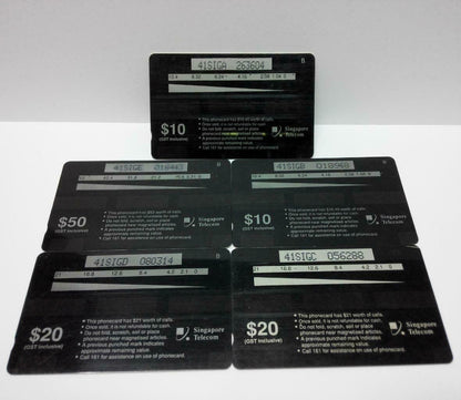 Used Vintage Singapore Phone Cards x5 The Art Of Nature Sunrise Desert (A432)