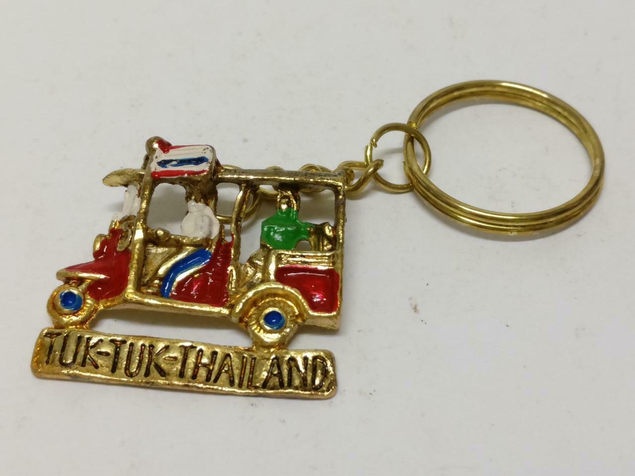 LP888 Rare Vintage Thailand Tuk Tuk Bangkok Auto Rickshaw Gold Tone Keychain F/S B794