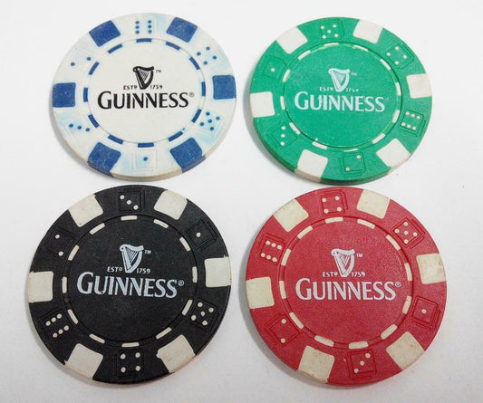 Vintage Guinness Casino Chips Poker x4 F/S (A362)