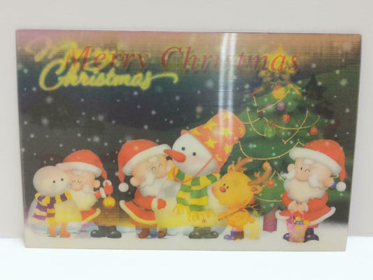 LUCKYPIGEON888 Christmas Santa Snowman Reindeer 3D Lenticular Postcard (E0432a)