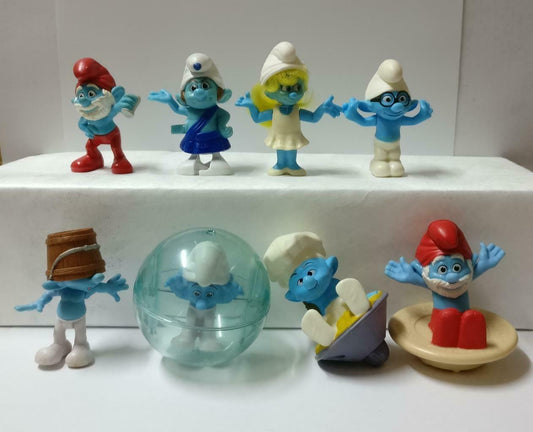 McDonalds Smurfs Bucket Spin Ball Cute Figure Toys x8 Lot F/S (FTY008) *G