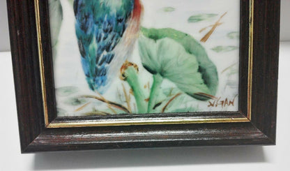 Singapore Airlines SIA Kingfisher Birds Porcelain with Frame China Japan (A879)