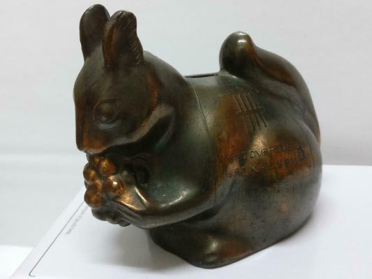 Rare 70's Vintage 崇僑銀行 Singapore Chung Khiaw Bank UOB Coin Bank Squirrel (A1652)