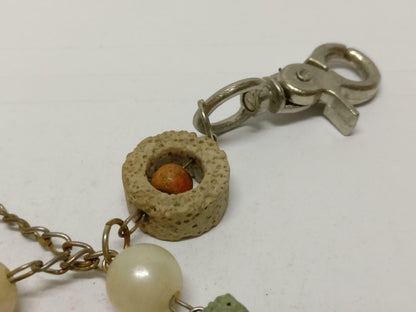 LP888 Rare Vintage Star Faux Pearl Flower Bag Multi Charms Keychain Keyring F/S (B834)