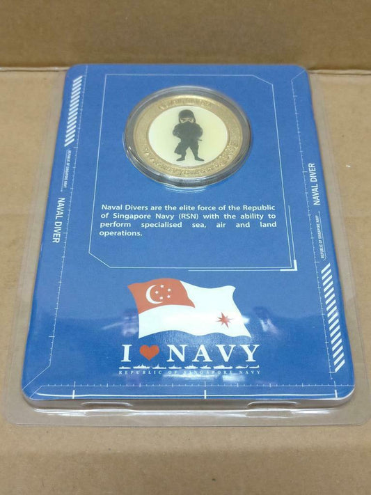 Singapore Navy Naval Diver Gold Color Sourvenir Coin With Case (A1914)