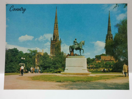 Vintage Lady Godiva Broadgate Coventry Statue Tree & Park Postcard (P868)