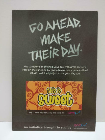LUCKYPIGEON888 This Is Sweet By Gems Card 2007 Singapore Ad Postcard (E0078)