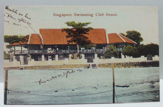 Singapore Swimming Club House Vintage Singapore Postcard Reprint (AC123)