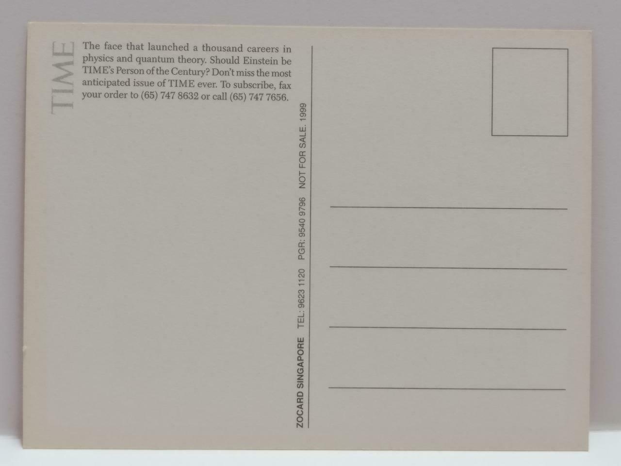 LUCKYPIGEON888 Time Magazine Albert Einstein 1999 Singapore Postcard (E0383)