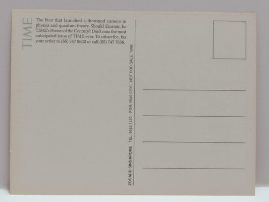LUCKYPIGEON888 Time Magazine Albert Einstein 1999 Singapore Postcard (E0383)