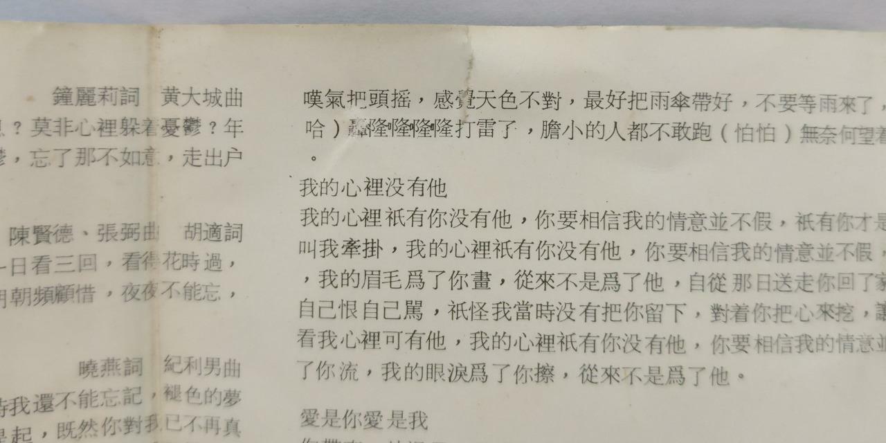 Taiwan Liu Wen Zheng 刘文正 劉文正 兰花草 卡帶 磁帶  Rare Singapore Cassette (CT309)