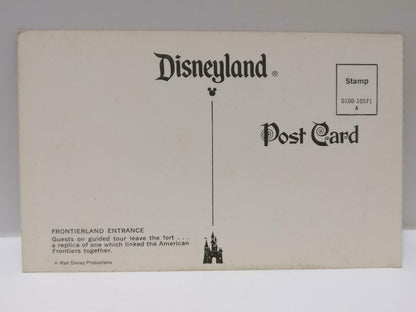 Vintage Disneyland Frontierland Entrance Tourist Leaving Fort USA Postcard P702