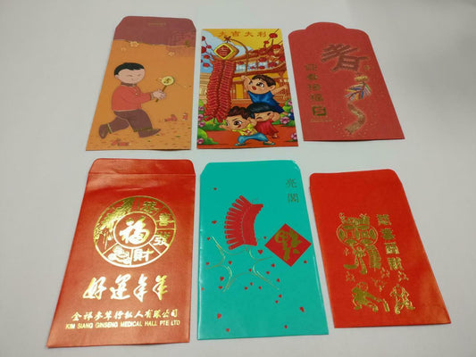 6 pcs Chinese New Year Red Packet Pocket Envelope Firecrackers Hand Drum (C2143)