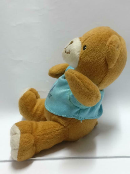 Singapore Airlines SIA Blue Shirt Brown Teddy Bear 5" Plush Toy F/S (PTY050)