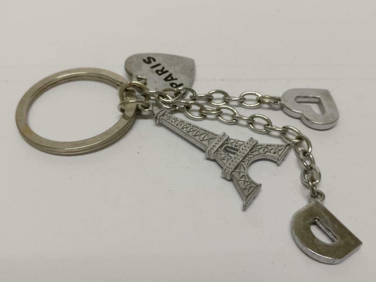 LP888 Vintage Paris Eiffel Tower Rhinestone Heart Metal Keychain Keyring F/S (B657)