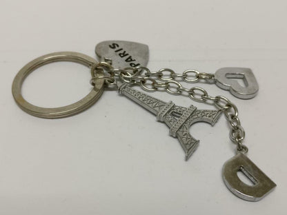LP888 Vintage Paris Eiffel Tower Rhinestone Heart Metal Keychain Keyring F/S (B657)