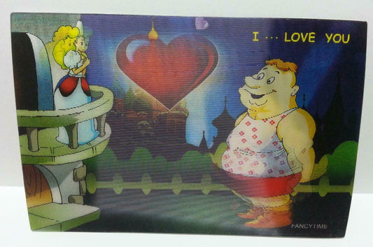 I Love You Princess Man Castle 3D Lenticular Postcard (AC067)