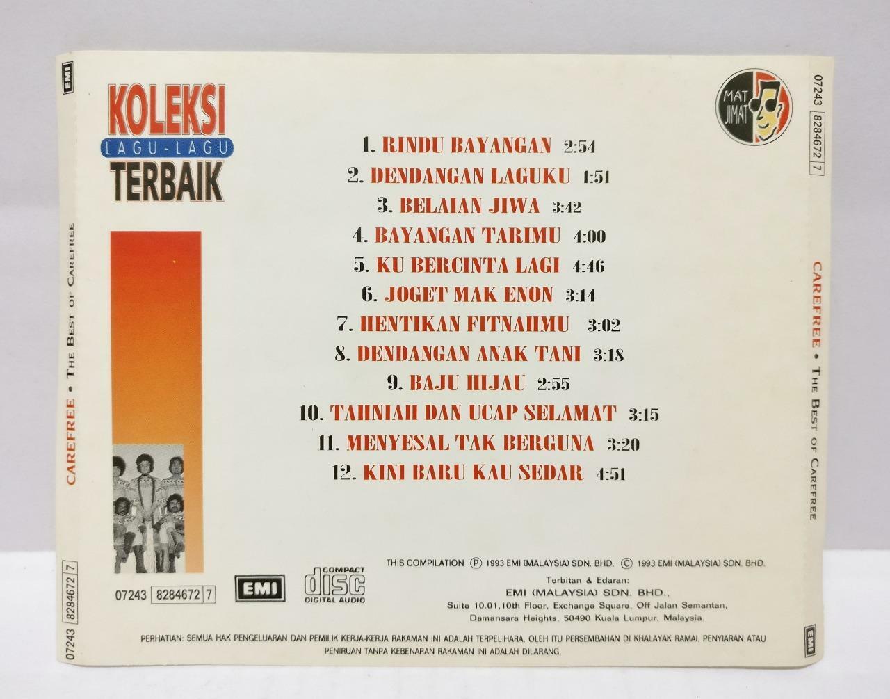 Malaysia Malay The Best Of Carefree Band 1993 Malaysia Melayu CD (CD719)