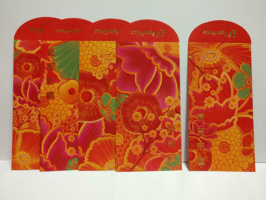 5 Different Design Chinese Red Packet Money Paper Envelope x Lot of 5 (P1053)