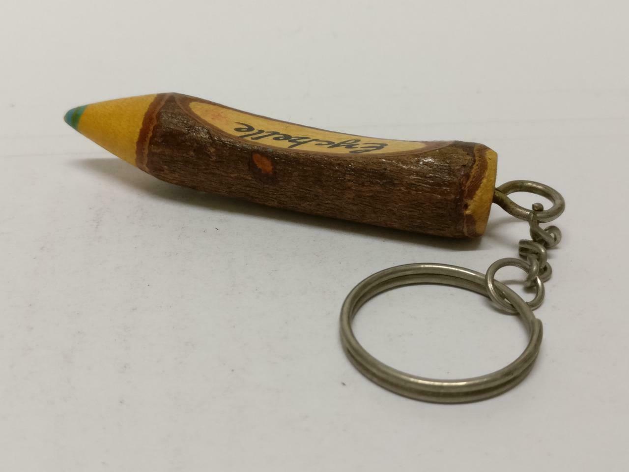 LP888 Vintage Handmade Mini Wooden Pencil Name Eychelle Keychain Keyring F/S (B731)
