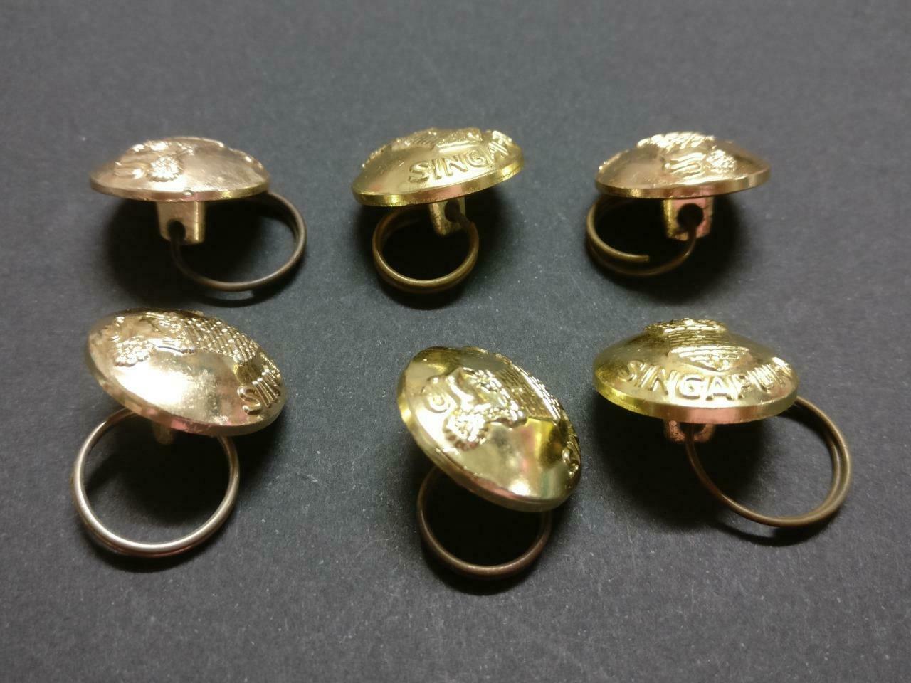 LP888 Vintage Singapore Army Round Gold Tone 6 x Lion Button F/S B887
