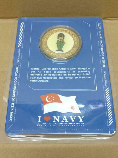 Singapore Navy Tactical Officer Gold Color Sourvenir Coin With Case (A1915)