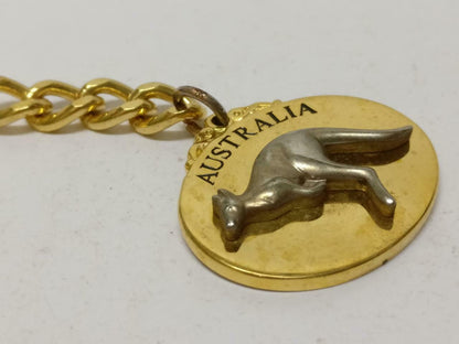 LP888 Australia Kangaroo Silver Gold Tone Metal Souvenir Keychain Keyring F/S B787