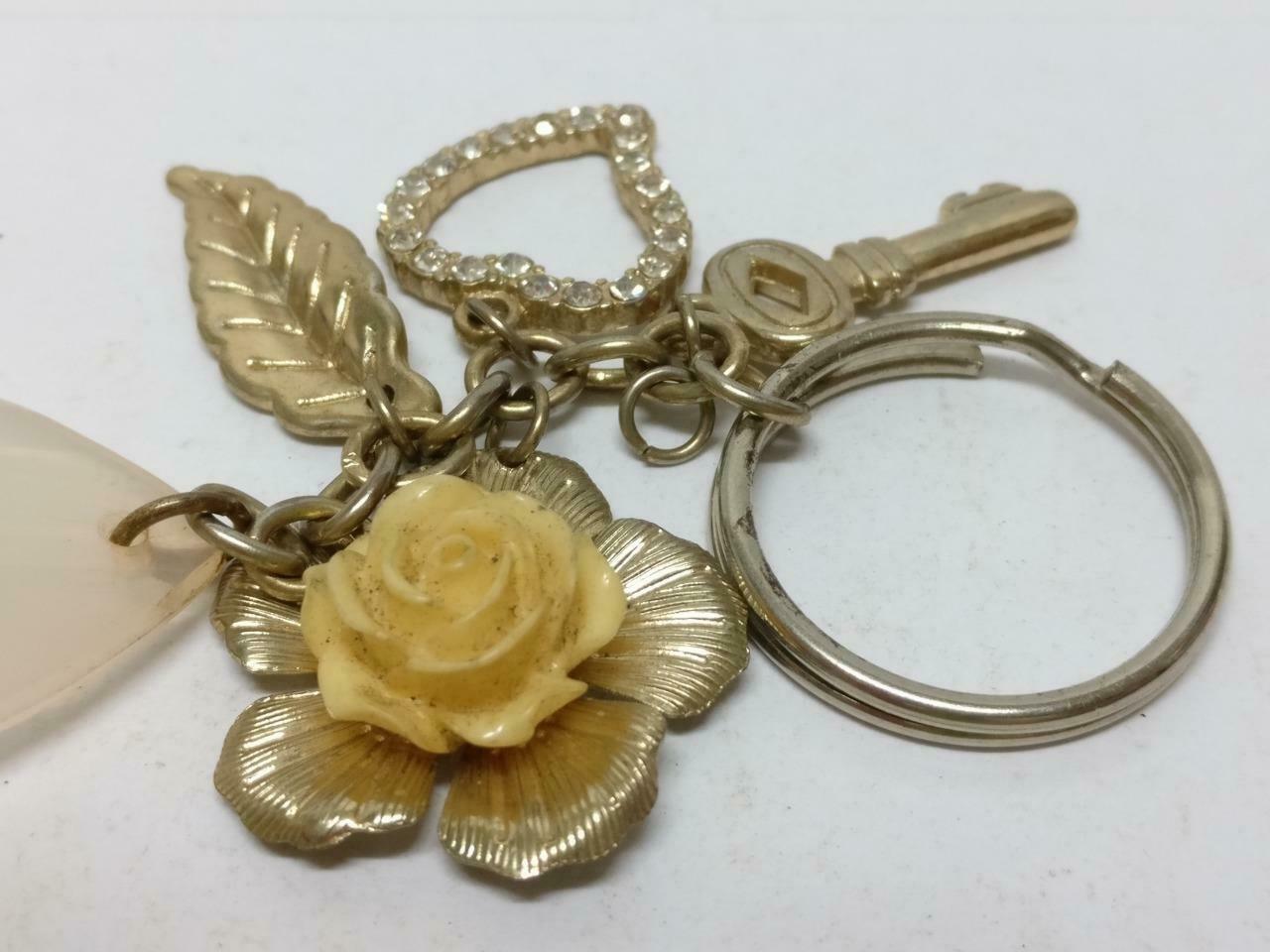 LP888 Vintage Flower Teardrop Acrylic Heart Multi Charms Keychain Keyring F/S (B832)