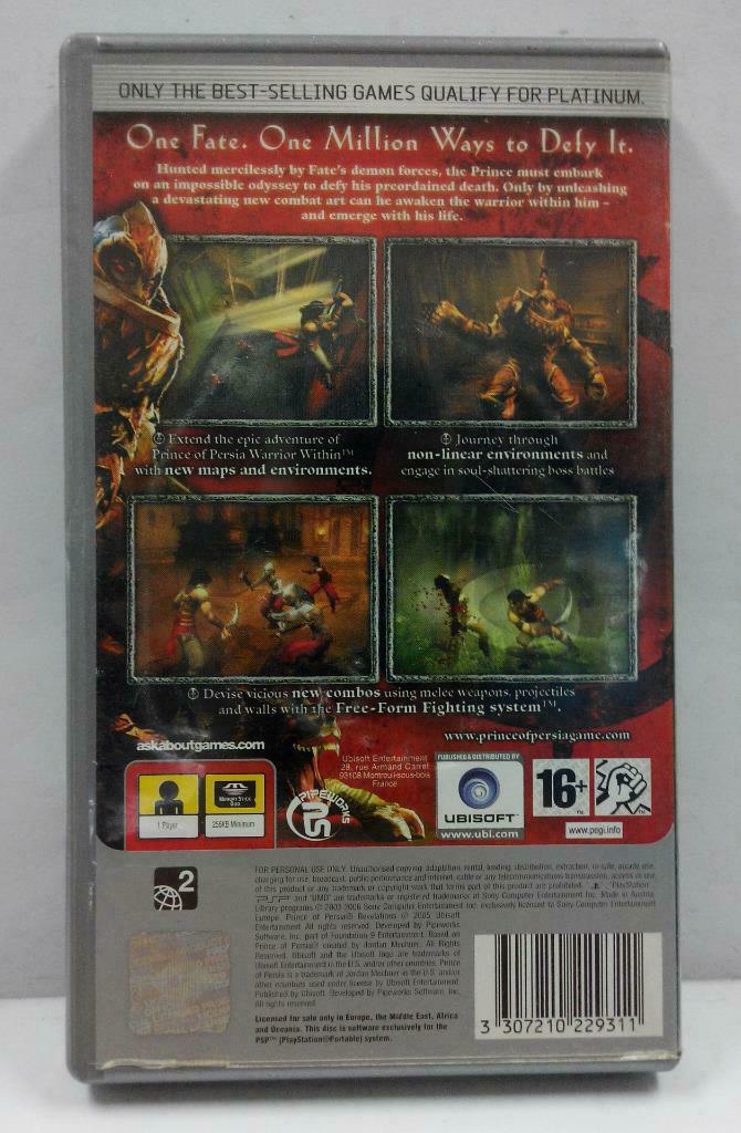 PSP Prince of Persia Revelations 2005 Rare Platinum Europe Game Disc (G102)