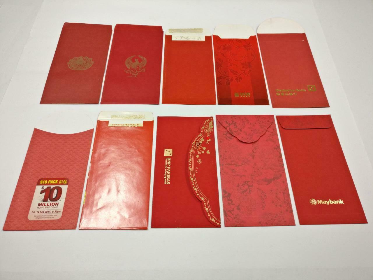 10 pcs Chinese New Year Red Packet Sakura Oranges Happiness Flowers (C2227)