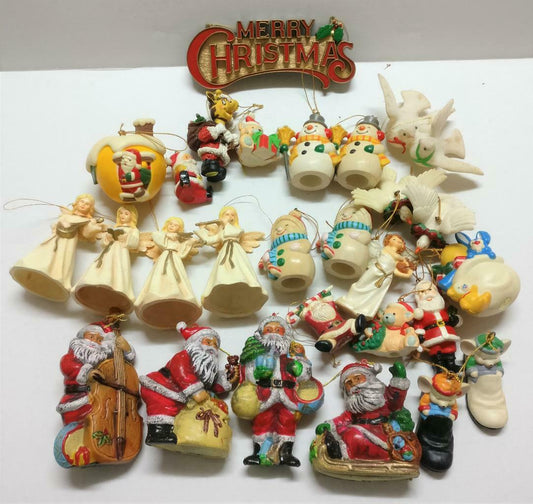 Vintage Christmas X'mas Tree Ornaments Snowman Santa Bundle Lot x01 F/S (A2243)