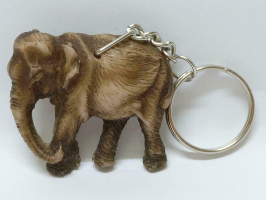 LP888 Vintage Handmade Mini Brown Wood Sculpture Elephant Keychain Keyring F/S (B747)