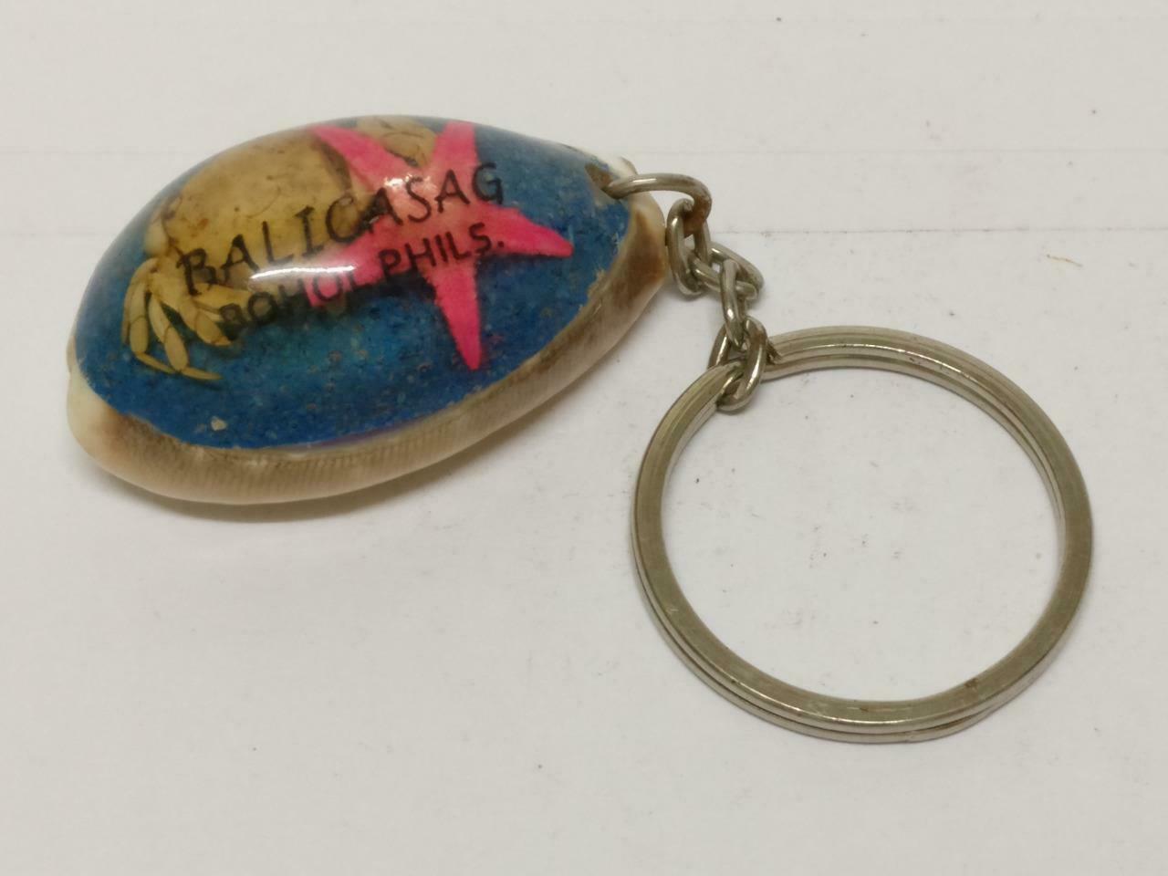 LP888 Rare Vintage Philippines Balicasag Seashell Art Crab Keychain Keyring F/S (B675)