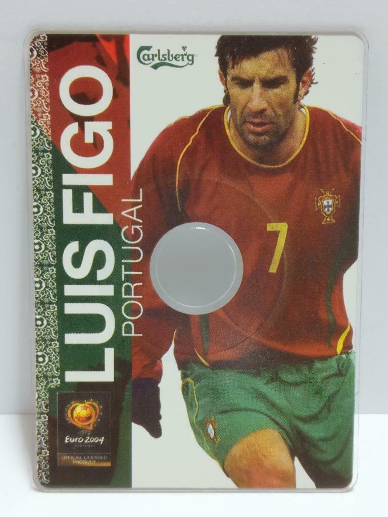Portugal Luis Figo Football Soccer Euro 2004 Carlsberg Promo Card F/S (A2394)