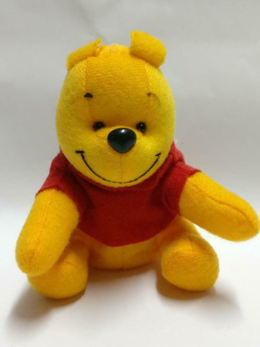 Disney Bandai Winne The Pooh Red T-Shirt Beanie 4" Plush Soft Toy F/S (PTY146)