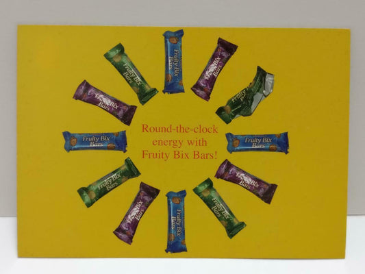 LUCKYPIGEON888 Fruity Bix Bars Snacks Treats 2007 Singapore Ad Postcard (E0083)