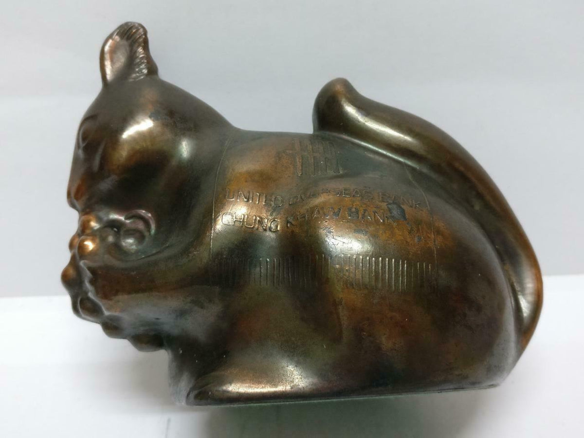 Rare 70's Vintage 崇僑銀行 Singapore Chung Khiaw Bank UOB Coin Bank Squirrel (A1652)