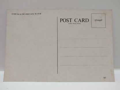 Vintage Hong Kong Chinese Junk Boat Sea View 魚帆船 Building Postcard (P823)