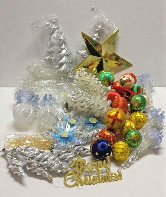 Vintage Christmas X'mas Tree Ornaments Icicles Star Bundle Lot x01 F/S (A2245)