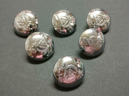 Vintage Singapore Civil Defence Force 23mm Silver Tone 6 x Button B886