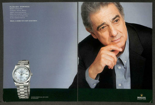 Vintage Rolex Watch Placido Domingo Magazine Advertisement Print Ad x 2 (P951)