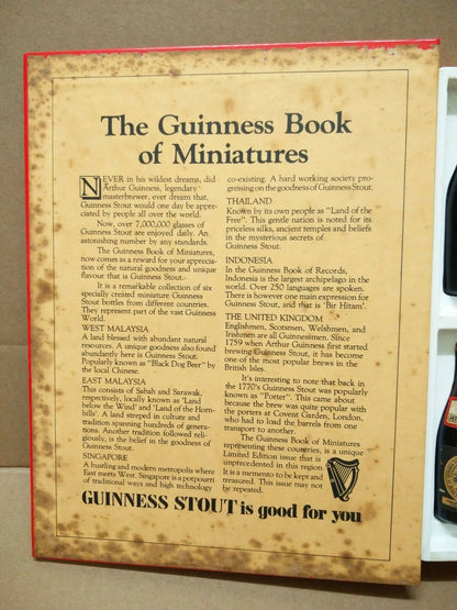 Guinness Miniatures Beer Glass Bottles x6 w/Box Singapore Limited Edition A1397