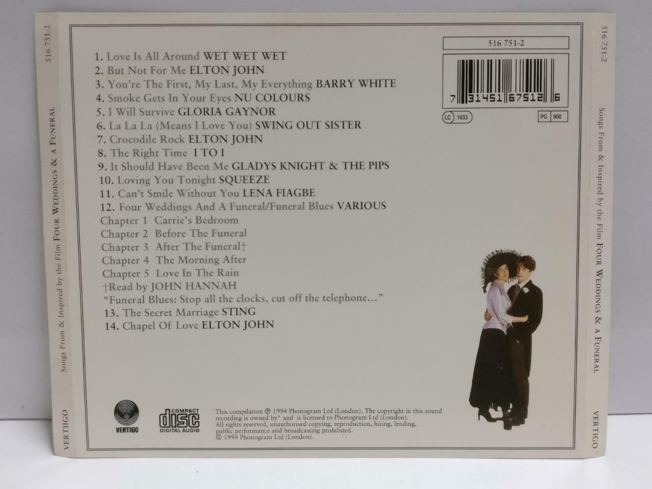 Movie Four Weddings & A Funeral OST 1994 Rare Germany English CD (CDS253)