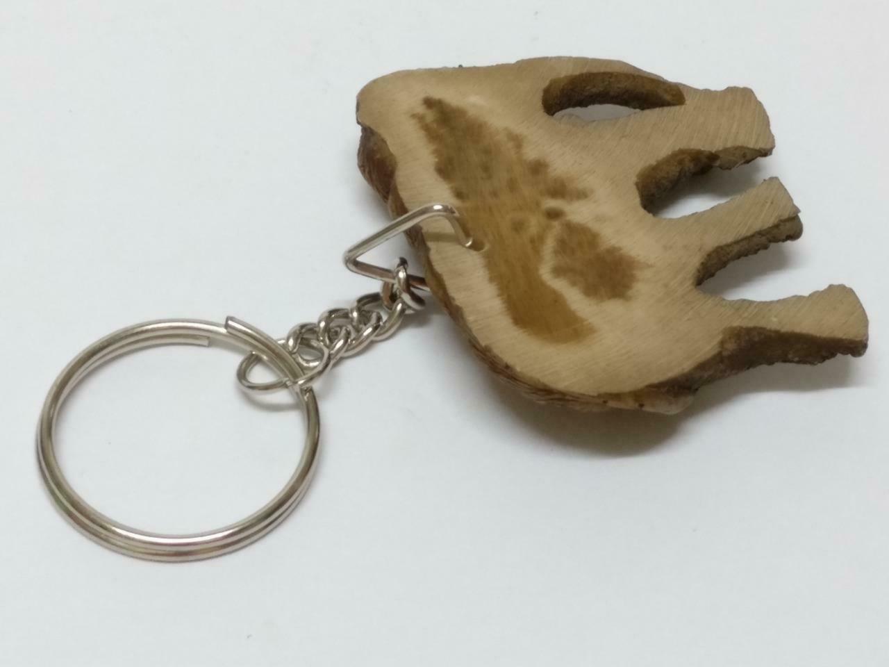 LP888 Vintage Handmade Mini Brown Wood Sculpture Elephant Keychain Keyring F/S (B747)